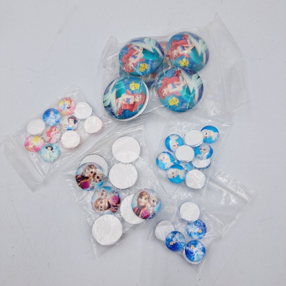 Various Disney Princess Glass Cabochons 3 Sizes: Jewelry Making Supplies